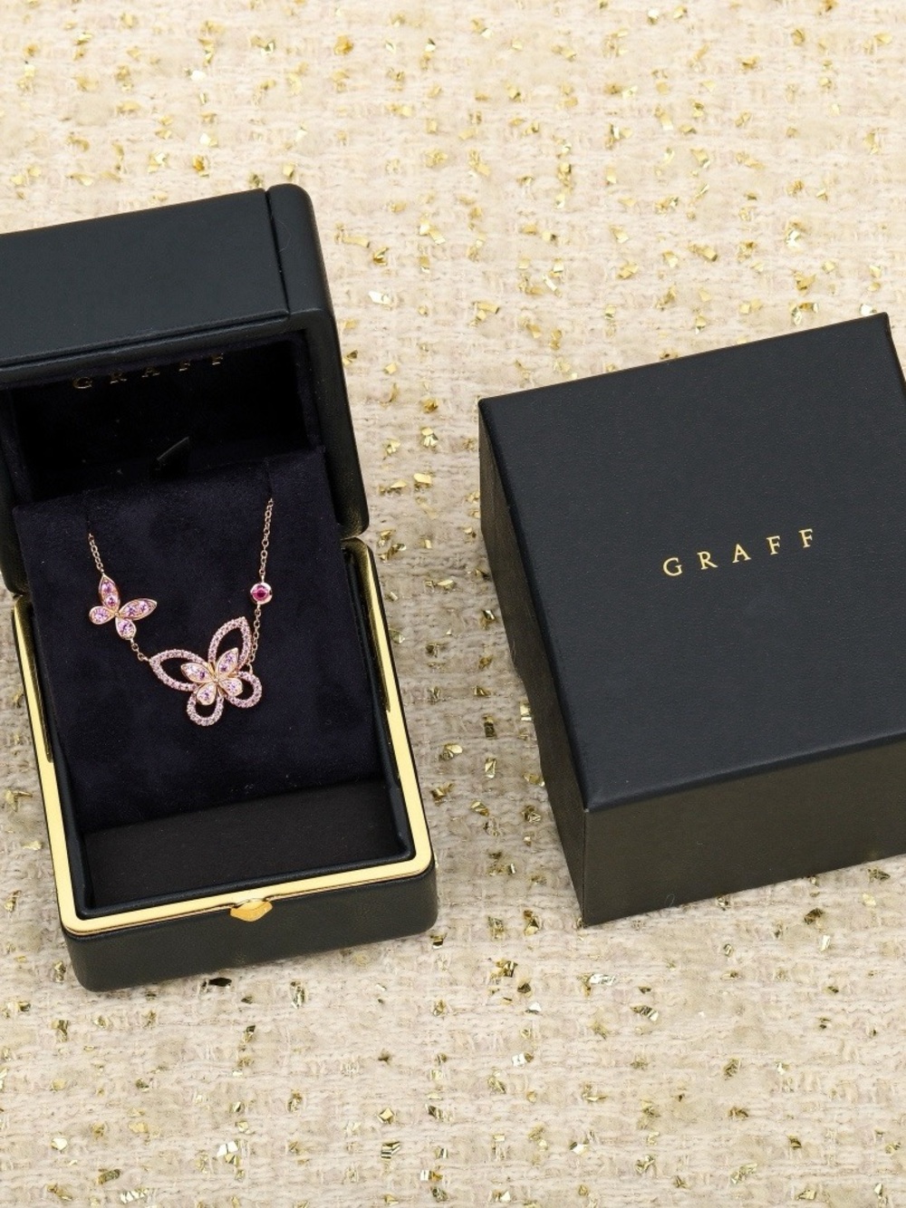 GRAFF Pink Butterfly Pendant Necklace with Pink Gemstones